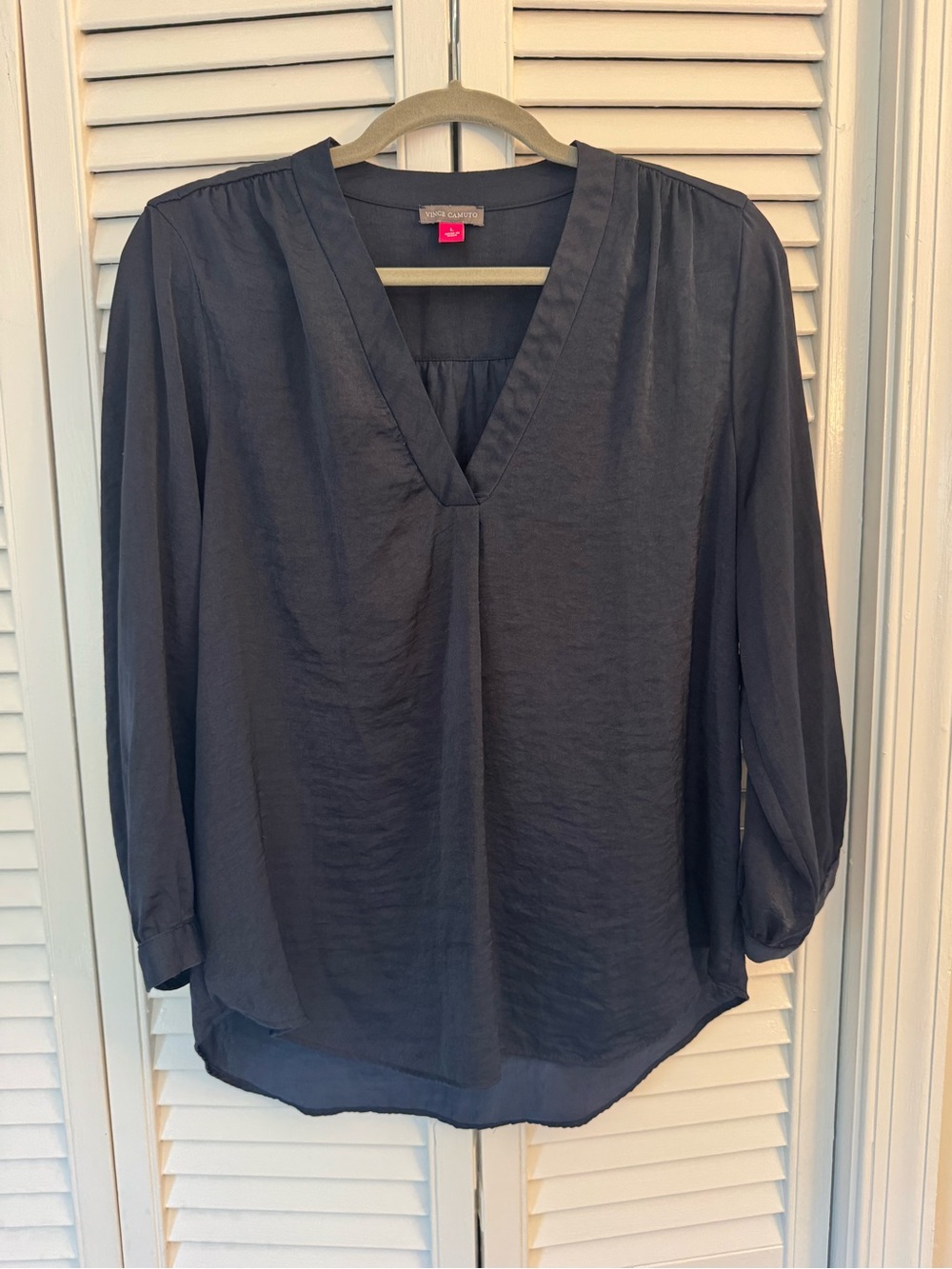 Vince Camuto V-Neck Long Sleeve Blouse - Dark Navy